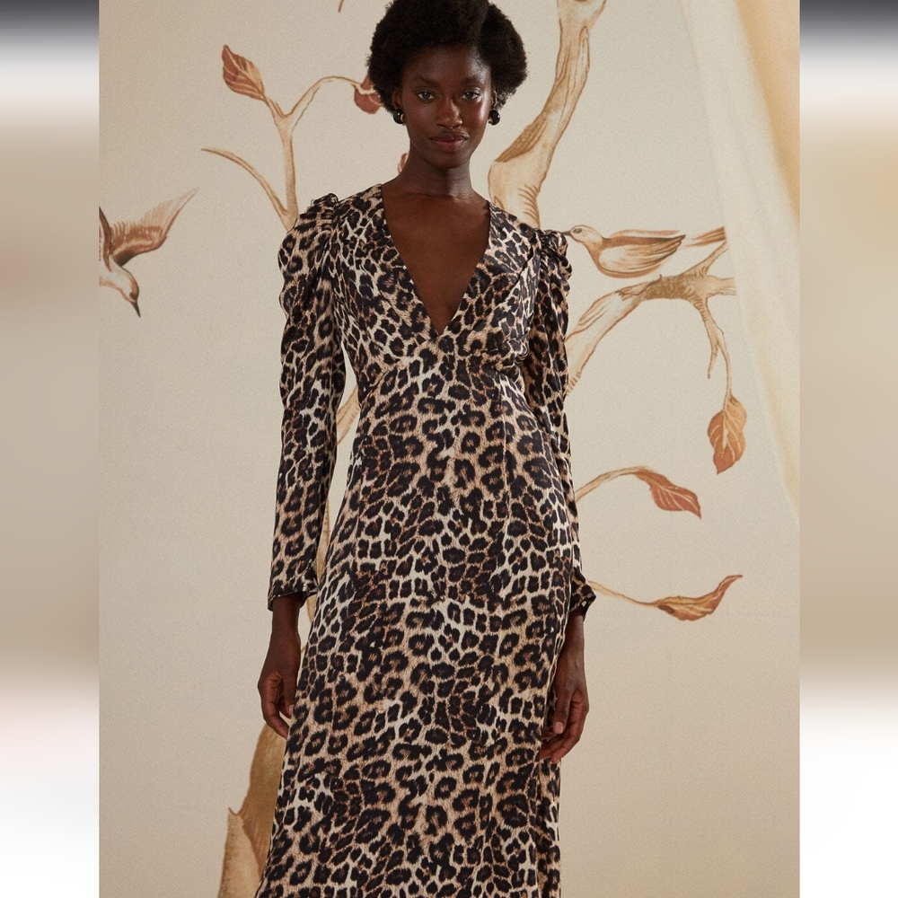 FARM Rio Cream Natural Skin Viscose Midi Dress Size L